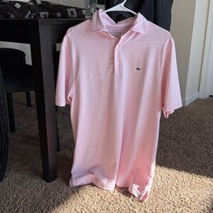 Vineyard Vines Light Pink Striped Polo Shirt